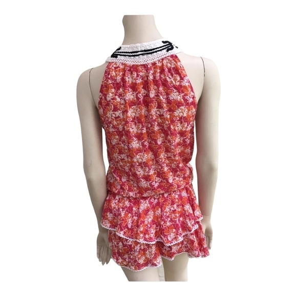 POUPETTE ST. BARTH Red Floral Halter Neck Mini Dress Size 1/XS - Picture 4 of 9
